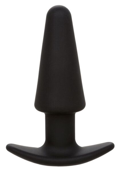 Plug anal vibrador CalExotics Rock Bottom Tapered Probe, de silicona negra y forma cónica