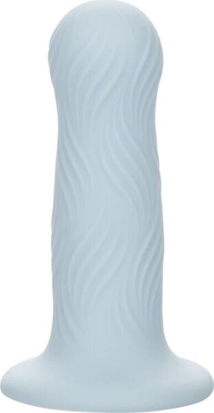 Plug anal CalExotics Wave Rider Foam azul, de silicona con textura ondulada y base de ventosa