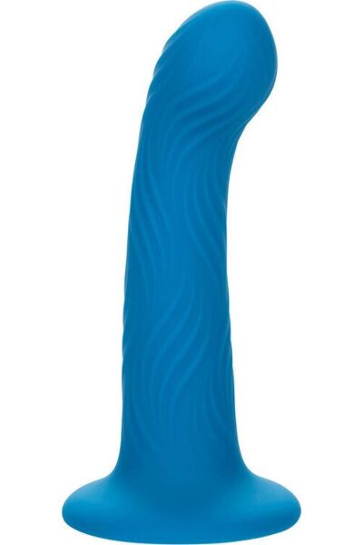 Plug anal CalExotics Wave Rider Ripple azul, con textura ondulada y base de ventosa