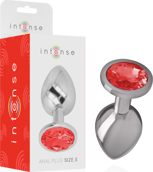 Plug anal Intense con joya redonda, de metal con una piedra brillante