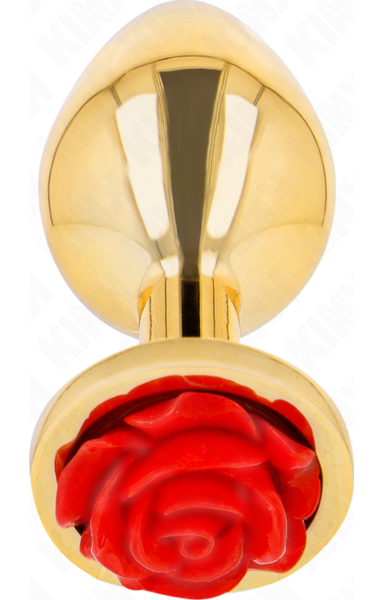 Plug anal Kink Rosa Roja de acero inoxidable, con la rosa roja en la base