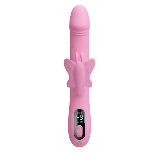 Vibrador rabbit Intense Bella en color rosa, con su estimulador externo en forma de mariposa