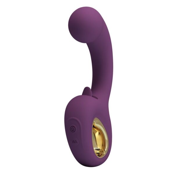 Vibrador de doble estimulación Pretty Love Brynnlee en color morado, con su lengüeta externa