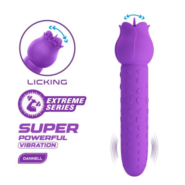 Vibrador de clítoris Pretty Love Dannell de color morado, con su cabezal en forma de flor