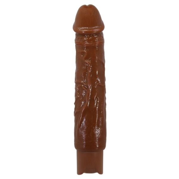 Vibrador realista Pretty Love Duke en color marrón, con cabeza marcada y relieve en el tronco