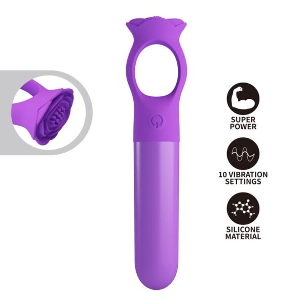Mini vibrador Giana de color morado, con su aro de agarre
