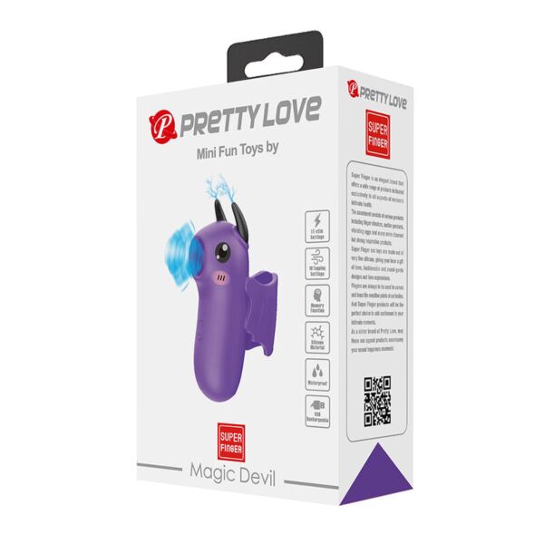 Estimulador de dedo Pretty Love Magic Devil, morado y con forma de diablillo
