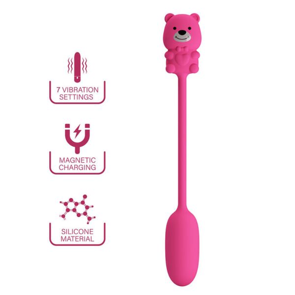 Huevo vibrador Pretty Love Olson rosa, con su mando por cable en forma de oso