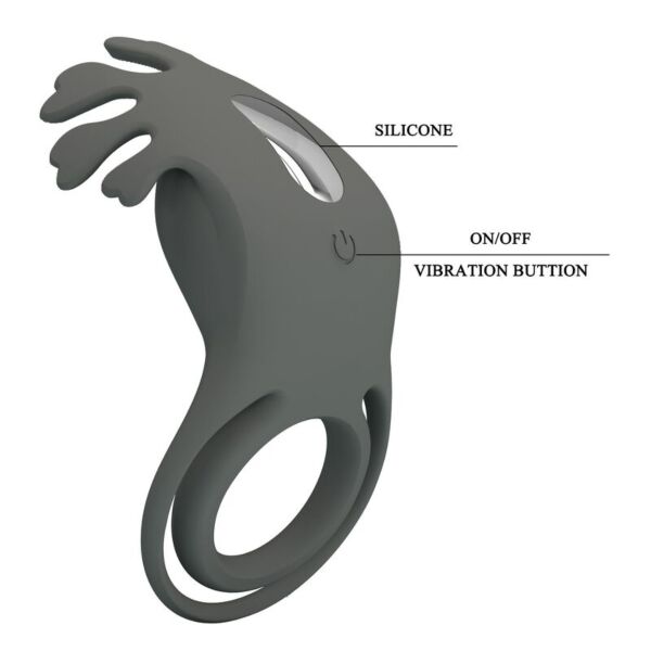 Anillo para el pene Pretty Love Master Ring en negro, con su estimulador superior de puntas flexibles
