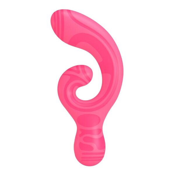 Masajeador de doble extremo Pretty Love Verity, de color rosa y forma curvada