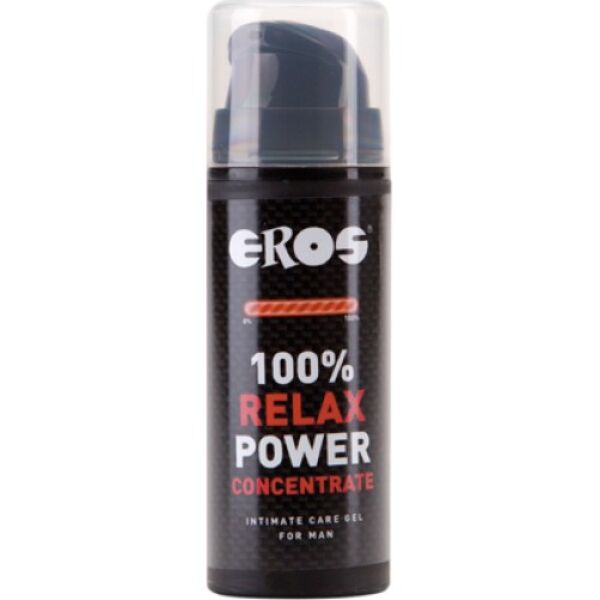 Envase con dosificador de Eros Relax 100% Power Concentrate Man de 30 ml