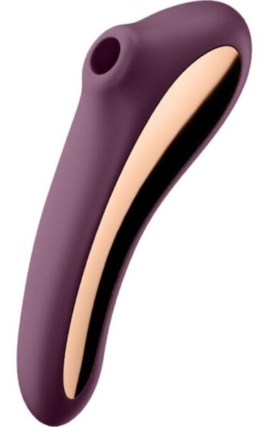 Succionador de clítoris Satisfyer Dual Kiss con su mango vibrador curvado