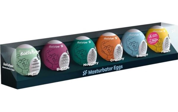 Los seis huevos masturbadores del Satisfyer Masturbator Egg Set 6 piezas, cada uno de un color