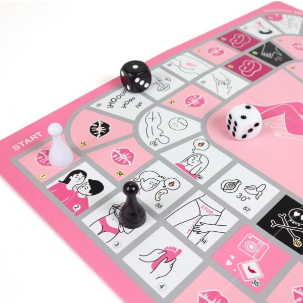 Juego de mesa erótico Secret Play Mission 69, con tablero, dados y peones