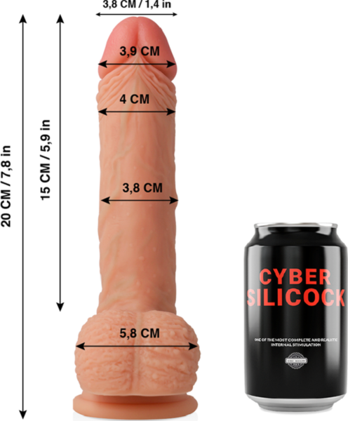 Dildo realista Cyber Silicock Freeman de 20 cm, con testículos y ventosa