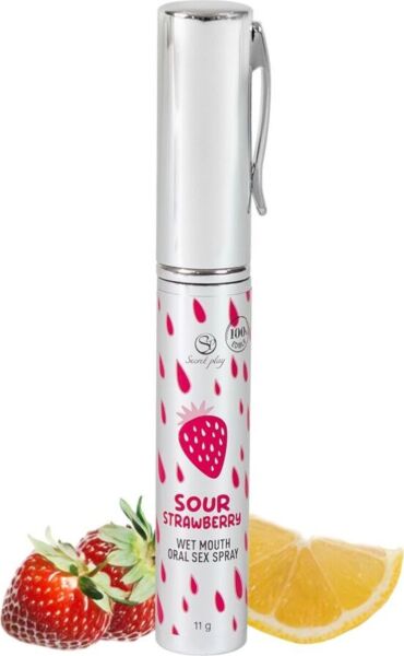 Spray oral Secret Play en sabor fresa ácida y menta refrescante