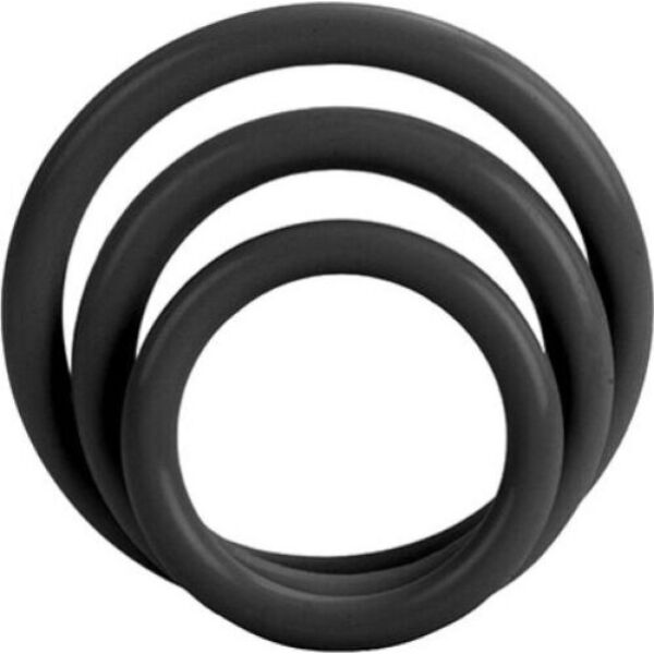 Set de tres anillas para el pene CalExotics Tri-Rings, de tres tamaños