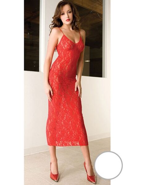 Vestido largo blanco Music Legs, de encaje y con tirantes finos