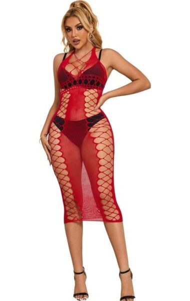 Babydoll largo de rejilla Subblime en color rojo