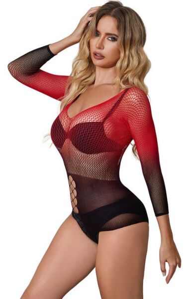 Body Subblime negro y rojo, de rejilla en degradado