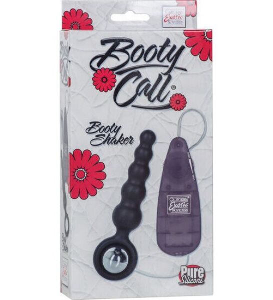 CalExotics Booty Call Booty Shaker Black negro, con sonda escalonada, asa circular, bala vibradora y mando con cable