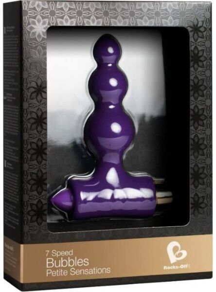 Vibrador anal Rocks-Off Petite Bubbles lila con cuerpo ondulado y base en T