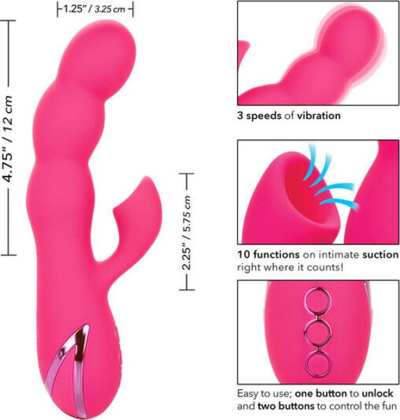 Vibrador rabbit CalExotics Oceanside Orgasm, de la colección California Dreaming, en rosa