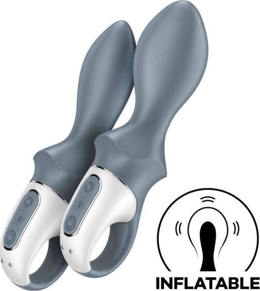 Vibrador anal inflable Satisfyer Air Pump Booty 1 en color gris, con su anillo de retención