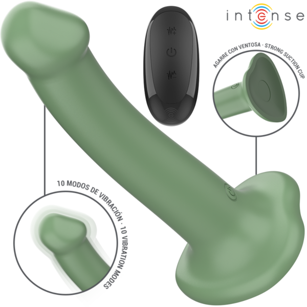 Vibrador Intense Becca de color verde, con ventosa y control remoto