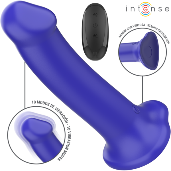 Vibrador Intense Victoria de color azul oscuro con base de ventosa
