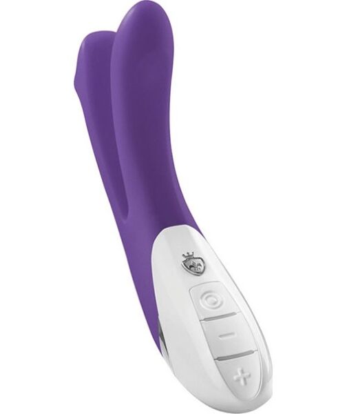 Vibrador Mystim Bon Aparte de silicona, con su cuerpo dividido en dos brazos