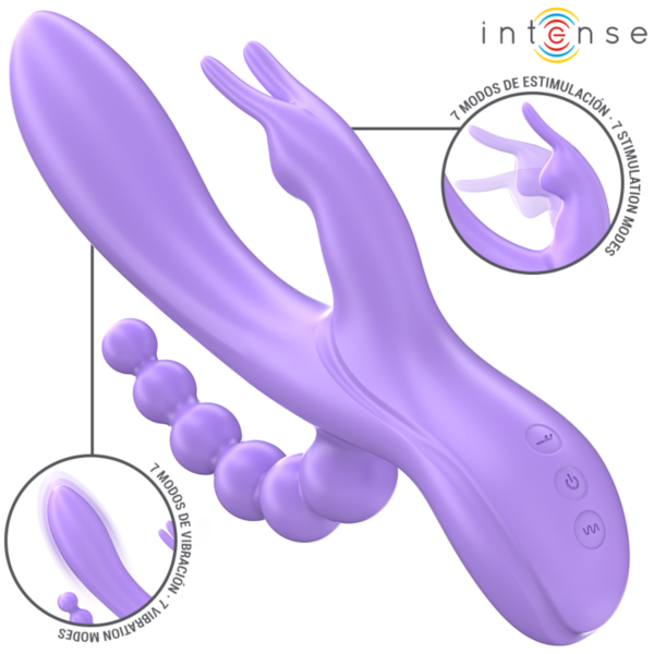 Vibrador Intense Miko, tipo rabbit con brazo anal adicional