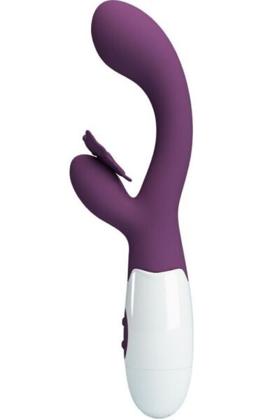 Vibrador rabbit Pretty Love Butterfly Kiss morado con brazo para el clítoris en forma de mariposa