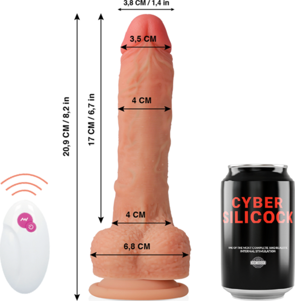 Consolador Cyber Silicock Master Huck de forma realista, con venas, glande, testículos y base con ventosa