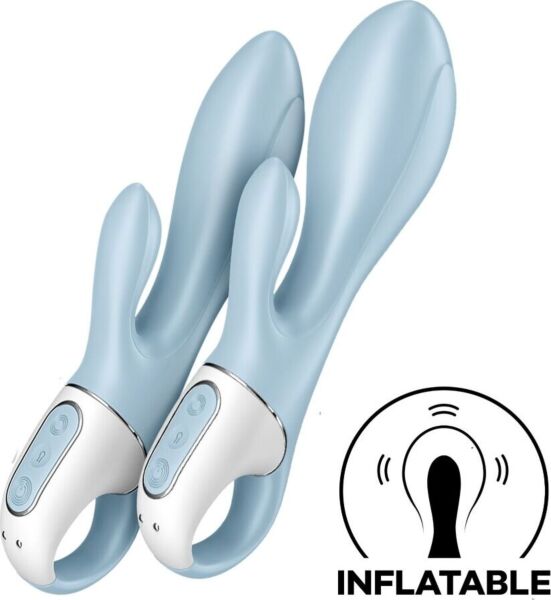 Vibrador rabbit Satisfyer Air Pump Bunny 1 de color azul claro