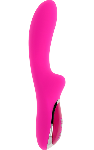 Vibrador rabbit Ohmama Magnetic Charge 21 cm, de color rosa, con su pequeño conejito
