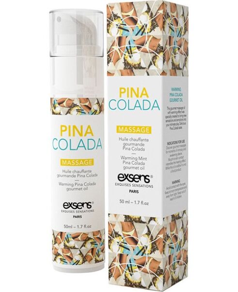 Aceite de masaje Exsens Warming Gourmet, en monodosis de 3 ml y en envase de 50 ml