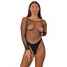 Bodystocking Lace Fishnet Crotchless de manga larga