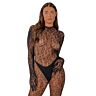 Bodystocking Lace Gloved Leopard Print Catsuit con guantes