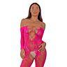 Bodystocking Lace Up Front Crotchless Sin Entrepierna