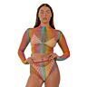 Lencería Lace Rainbow Crop Top y Bottoms de Alto Cuello