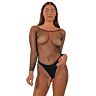Bodystocking Lace Rhinestone con diseño de entrepierna abierta
