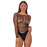 Body Lace One Size con mangas largas y espalda tipo tanga