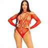 Body Crotchless Leg Avenue Rojo con Brillo