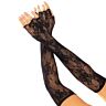 Guantes Sin Dedos Leg Avenue Floral Negro Elegantes