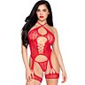 Set Body Abierto Leg Avenue 89338 Liguero Rojo