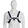 Arnés Cuero Leather Body Bulldog Azul y Negro