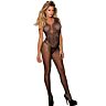 Bodystocking Sublime Crotchless Floral Negro