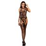 Bodystocking Sublime Crotchless Floral Negro