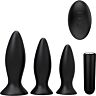 Pack de Plugs S Pleasures Premium Triplicity Black con Balita Vibradora
